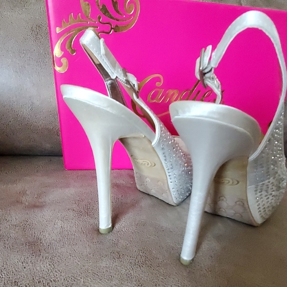 CANDIES SILVERSATIN PLATFORM RHINESTONE EMBELLISHE - Picture 3 of 3